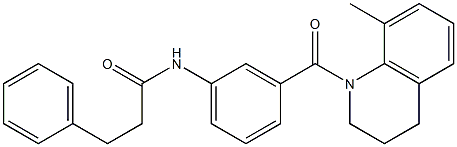 N-{3-[(8-methyl-3,4-dihydro-1(2H)-quinolinyl)carbonyl]phenyl}-3-phenylpropanamide Struktur