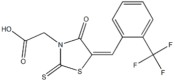 {4-oxo-2-thioxo-5-[2-(trifluoromethyl)benzylidene]-1,3-thiazolidin-3-yl}acetic acid Struktur