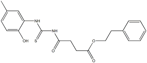 phenethyl 4-{[(2-hydroxy-5-methylanilino)carbothioyl]amino}-4-oxobutanoate Struktur