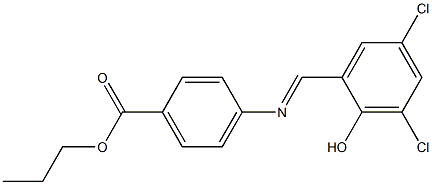 propyl 4-{[(E)-(3,5-dichloro-2-hydroxyphenyl)methylidene]amino}benzoate Struktur