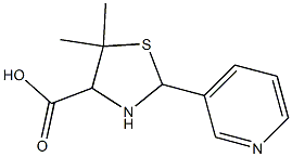 5,5-dimethyl-2-(3-pyridinyl)-1,3-thiazolane-4-carboxylic acid Struktur