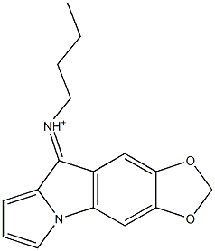 6,7-(Methylenebisoxy)-N-butyl-9H-pyrrolo[1,2-a]indol-9-iminium Struktur