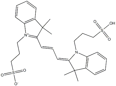 2-[3-[[1,3-Dihydro-3,3-dimethyl-1-(3-sulfopropyl)-2H-indol]-2-ylidene]-1-propenyl]-3,3-dimethyl-1-(3-sulfonatopropyl)-3H-indol-1-ium Struktur