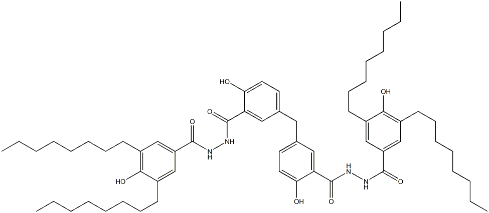 5,5'-Methylenebis[2-hydroxy-N'-(4-hydroxy-3,5-dioctylbenzoyl)benzenecarbohydrazide] Struktur