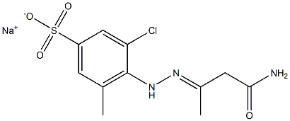 4-[N'-(2-Carbamoyl-1-methylethylidene)hydrazino]-3-chloro-5-methylbenzenesulfonic acid sodium salt Struktur