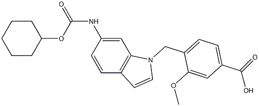 4-[6-(Cyclohexyloxycarbonylamino)-1H-indol-1-ylmethyl]-3-methoxybenzoic acid Struktur