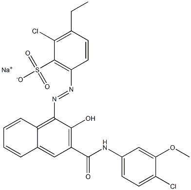 2-Chloro-3-ethyl-6-[[3-[[(4-chloro-3-methoxyphenyl)amino]carbonyl]-2-hydroxy-1-naphtyl]azo]benzenesulfonic acid sodium salt Struktur