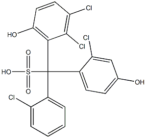 (2-Chlorophenyl)(2-chloro-4-hydroxyphenyl)(2,3-dichloro-6-hydroxyphenyl)methanesulfonic acid Struktur