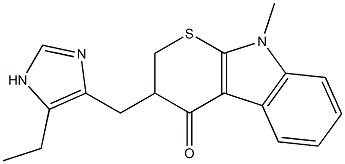 9-methyl-3-((5-ethylimidazol-4-yl)methyl)-2,3,4,9-tetrahydrothiopyrano(2,3-b)indol-4-one Struktur