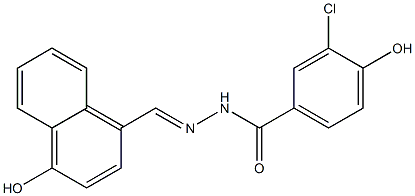 3-chloro-4-hydroxy-N'-((4-hydroxy-1-naphthyl)methylidene)benzohydrazide Struktur