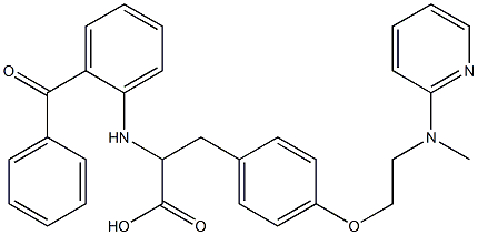 2-((2-benzoylphenyl)amino)-3-(4-(2-(methylpyridin-2-ylamino)ethoxy)phenyl)propionic acid Struktur