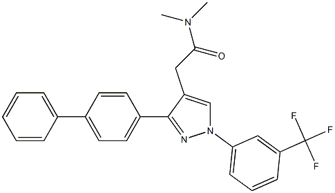 3-(1,1'-biphenyl)-4-yl-N,N-dimethyl-1-(3-(trifluoromethyl)phenyl)-1H-pyrazole-4-acetamide Struktur