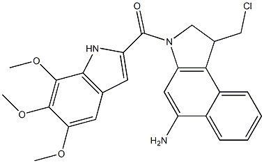 5-amino-1-(chloromethyl)-3-((5,6,7-trimethoxyindol-2-yl)carbonyl)-1,2-dihydro-3H-benz(e)indole Struktur