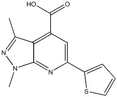 1,3-DIMETHYL-6-THIEN-2-YL-1H-PYRAZOLO[3,4-B]PYRIDINE-4-CARBOXYLIC ACID Struktur