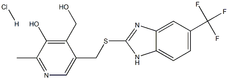 4-(hydroxymethyl)-2-methyl-5-({[5-(trifluoromethyl)-1H-benzo[d]imidazol-2-yl]thio}methyl)pyridin-3-ol hydrochloride Struktur