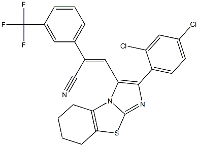 (Z)-3-[2-(2,4-dichlorophenyl)-5,6,7,8-tetrahydroimidazo[2,1-b][1,3]benzothiazol-3-yl]-2-[3-(trifluoromethyl)phenyl]-2-propenenitrile Struktur