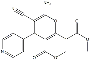 methyl 6-amino-5-cyano-2-(2-methoxy-2-oxoethyl)-4-(4-pyridinyl)-4H-pyran-3-carboxylate Struktur