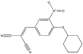 2-{[4-(cyclohexylsulfanyl)-3-nitrophenyl]methylene}malononitrile Struktur