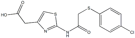 2-[2-({2-[(4-chlorophenyl)thio]acetyl}amino)-1,3-thiazol-4-yl]acetic acid Struktur