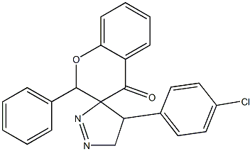 4',5'-dihydro-4'-(4-chlorophenyl)-2-phenyl-spiro[2H-1-benzopyran-3(4H),3'-[3H]pyrazol]-4-one Struktur