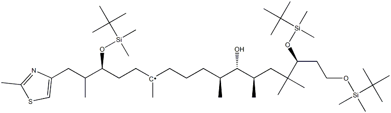 (3S,6R,7S,8S,12Z,15S,16E)-1,3,15-Tris-[[tert-butyl(dimethyl)silyl]oxy]-7-hydroxy-4,4,6,8,12,16-hexamethyl-17-(2-methyl-1,3-thiazol-4-yl)heptadecyl-12, Struktur