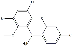 (3-bromo-5-chloro-2-methoxyphenyl)(4-chloro-2-fluorophenyl)methanamine Struktur