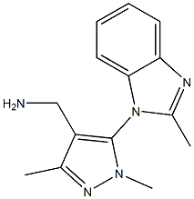 [1,3-dimethyl-5-(2-methyl-1H-1,3-benzodiazol-1-yl)-1H-pyrazol-4-yl]methanamine Struktur