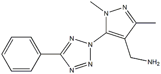 [1,3-dimethyl-5-(5-phenyl-2H-1,2,3,4-tetrazol-2-yl)-1H-pyrazol-4-yl]methanamine Struktur