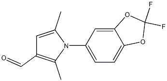 1-(2,2-difluoro-2H-1,3-benzodioxol-5-yl)-2,5-dimethyl-1H-pyrrole-3-carbaldehyde Struktur