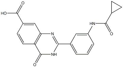 2-(3-cyclopropaneamidophenyl)-4-oxo-3,4-dihydroquinazoline-7-carboxylic acid Struktur