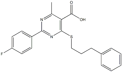 2-(4-fluorophenyl)-4-methyl-6-[(3-phenylpropyl)thio]pyrimidine-5-carboxylic acid Struktur