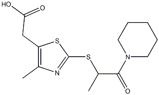 2-(4-methyl-2-{[1-oxo-1-(piperidin-1-yl)propan-2-yl]sulfanyl}-1,3-thiazol-5-yl)acetic acid Struktur