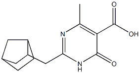 2-(bicyclo[2.2.1]hept-2-ylmethyl)-4-methyl-6-oxo-1,6-dihydropyrimidine-5-carboxylic acid Struktur