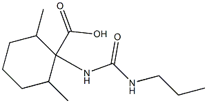 2,6-dimethyl-1-[(propylcarbamoyl)amino]cyclohexane-1-carboxylic acid Struktur