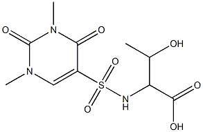 2-[(1,3-dimethyl-2,4-dioxo-1,2,3,4-tetrahydropyrimidine-5-)sulfonamido]-3-hydroxybutanoic acid Struktur