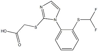 2-[(1-{2-[(difluoromethyl)sulfanyl]phenyl}-1H-imidazol-2-yl)sulfanyl]acetic acid Struktur