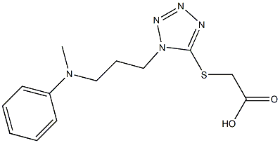 2-[(1-{3-[methyl(phenyl)amino]propyl}-1H-1,2,3,4-tetrazol-5-yl)sulfanyl]acetic acid Struktur