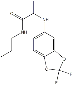 2-[(2,2-difluoro-2H-1,3-benzodioxol-5-yl)amino]-N-propylpropanamide Struktur