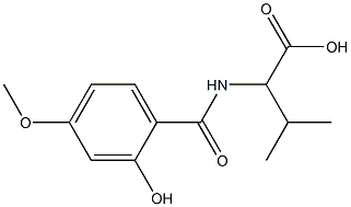 2-[(2-hydroxy-4-methoxybenzoyl)amino]-3-methylbutanoic acid Struktur