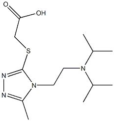 2-[(4-{2-[bis(propan-2-yl)amino]ethyl}-5-methyl-4H-1,2,4-triazol-3-yl)sulfanyl]acetic acid Struktur