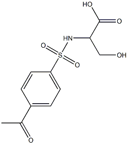 2-[(4-acetylbenzene)sulfonamido]-3-hydroxypropanoic acid Struktur