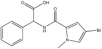 2-[(4-bromo-1-methyl-1H-pyrrol-2-yl)formamido]-2-phenylacetic acid Struktur