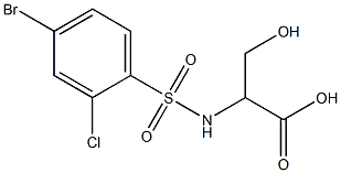 2-[(4-bromo-2-chlorobenzene)sulfonamido]-3-hydroxypropanoic acid Struktur