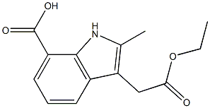 3-(2-ethoxy-2-oxoethyl)-2-methyl-1H-indole-7-carboxylic acid Struktur