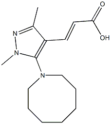 3-[5-(azocan-1-yl)-1,3-dimethyl-1H-pyrazol-4-yl]prop-2-enoic acid Struktur