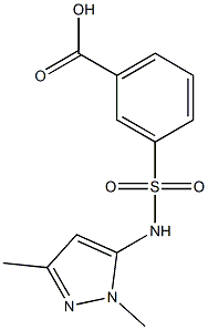 3-{[(1,3-dimethyl-1H-pyrazol-5-yl)amino]sulfonyl}benzoic acid Struktur