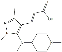 3-{1,3-dimethyl-5-[methyl(1-methylpiperidin-4-yl)amino]-1H-pyrazol-4-yl}prop-2-enoic acid Struktur