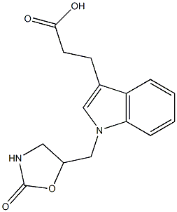 3-{1-[(2-oxo-1,3-oxazolidin-5-yl)methyl]-1H-indol-3-yl}propanoic acid Struktur