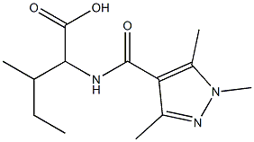 3-methyl-2-[(1,3,5-trimethyl-1H-pyrazol-4-yl)formamido]pentanoic acid Struktur