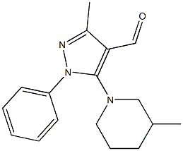 3-methyl-5-(3-methylpiperidin-1-yl)-1-phenyl-1H-pyrazole-4-carbaldehyde Struktur